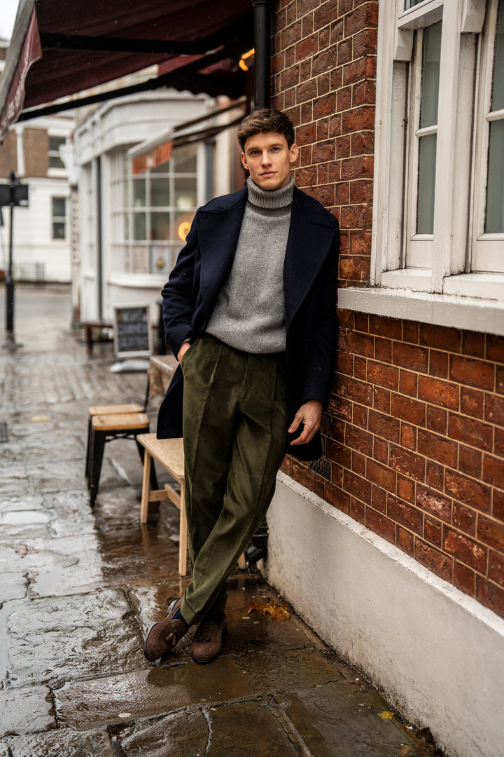 Duke Dark Olive Cotton Corduroy Trousers