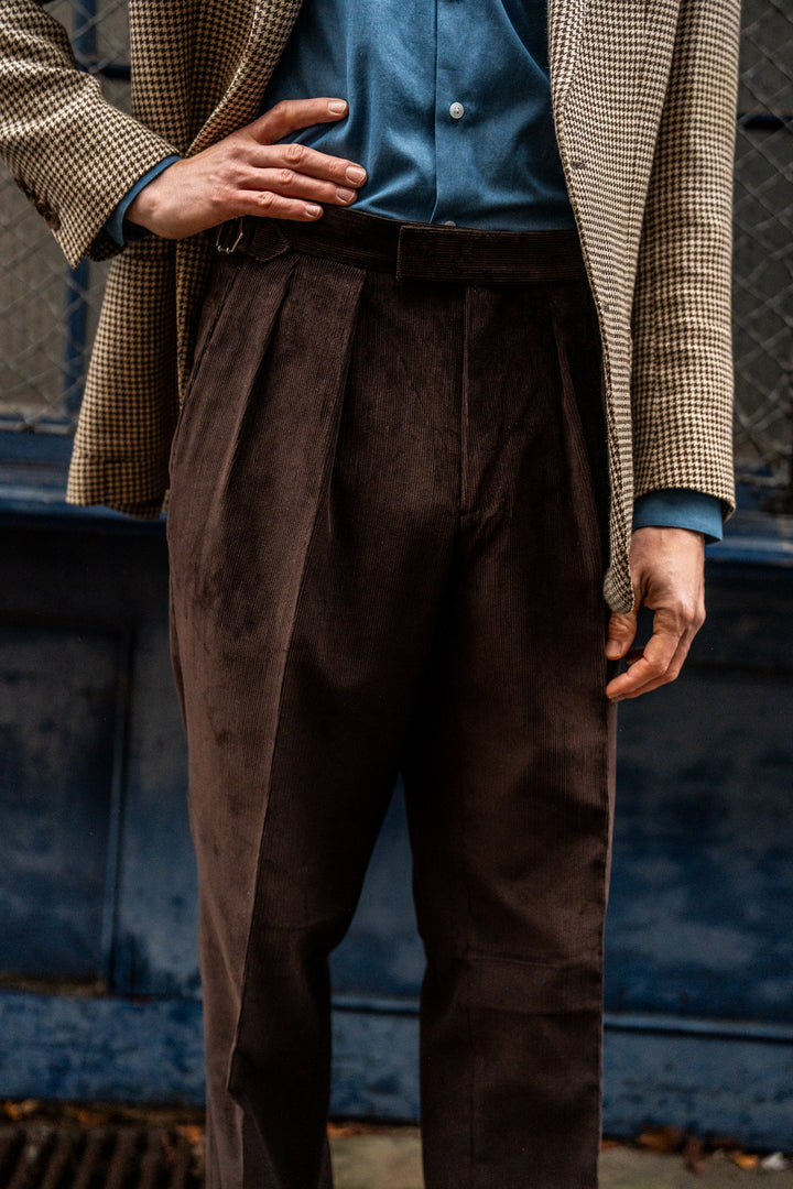 Aleks Brown Cotton Corduroy Trousers