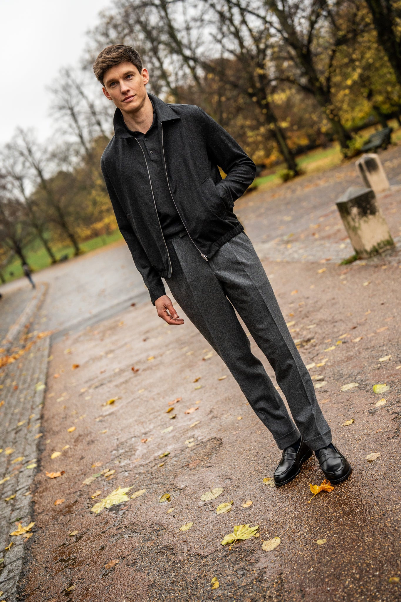 Delon Dark Grey Wool Flannel Trousers – Kit Blake