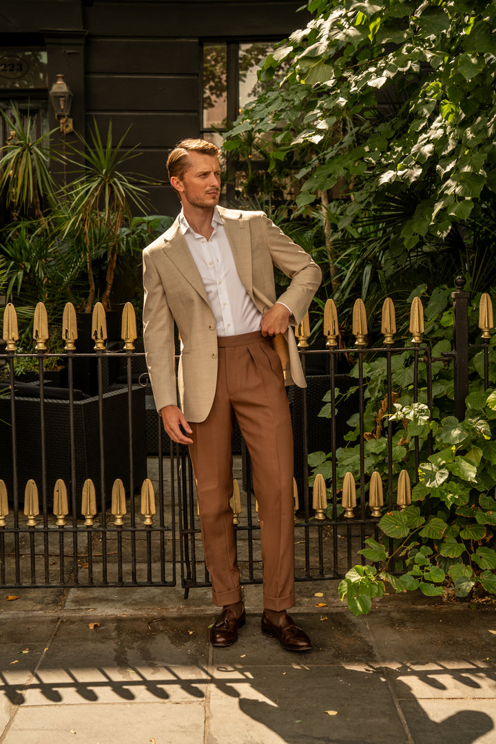 Grant Tan Fresco Wool Trousers