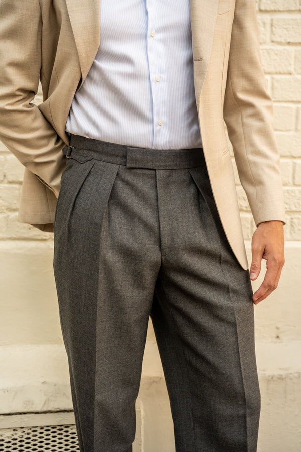 Aleks Mid Grey Fresco Wool Trousers