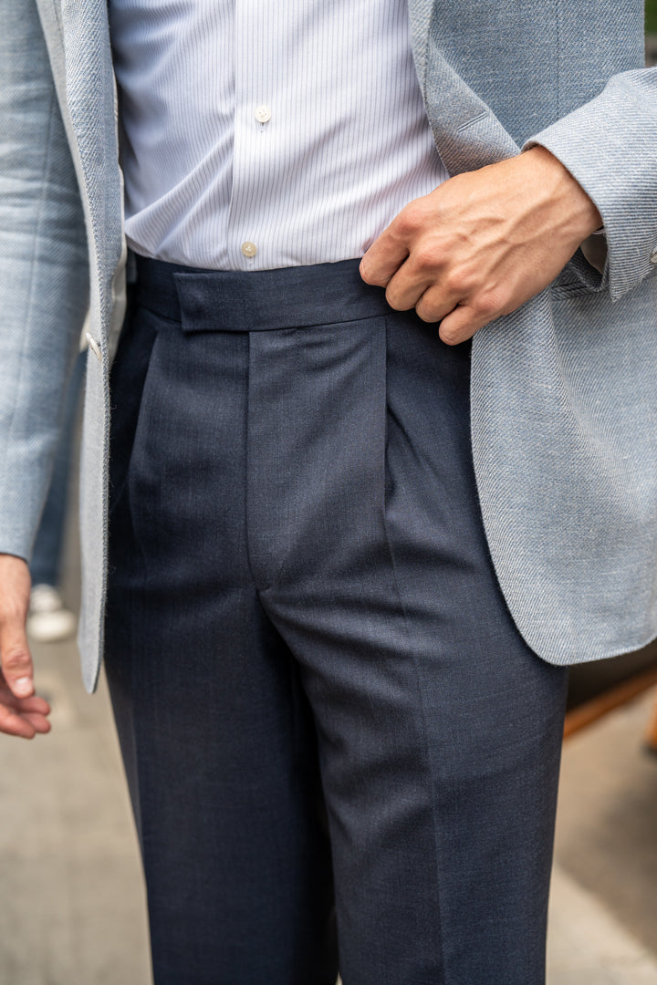 Duke Navy Tropical Wool Trousers