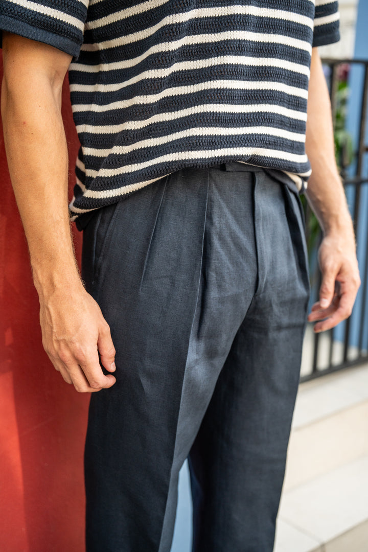 Grant Navy Linen Trousers