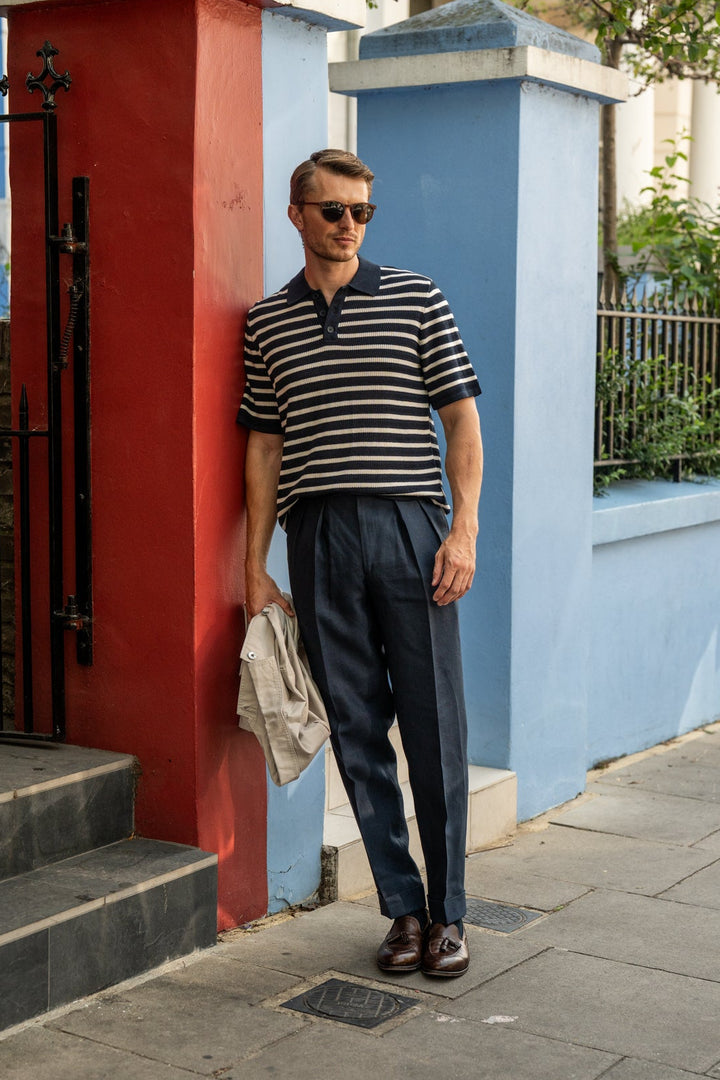 Grant Navy Linen Trousers