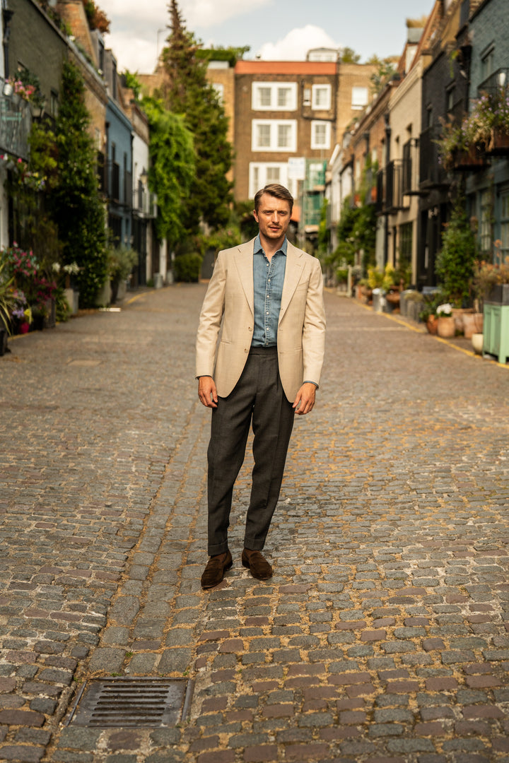 Grant Mid Grey Fresco Wool Trousers
