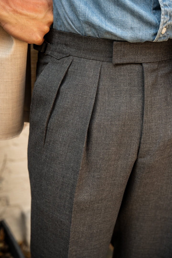 Grant Mid Grey Fresco Wool Trousers