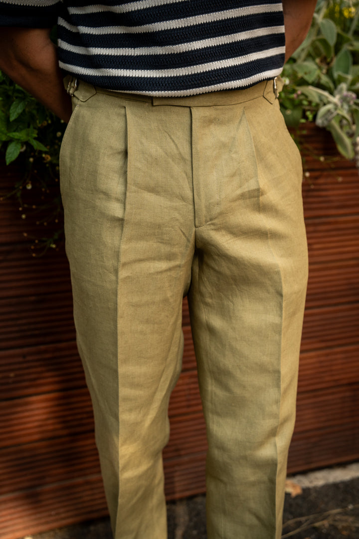 Duke Olive Linen Trousers