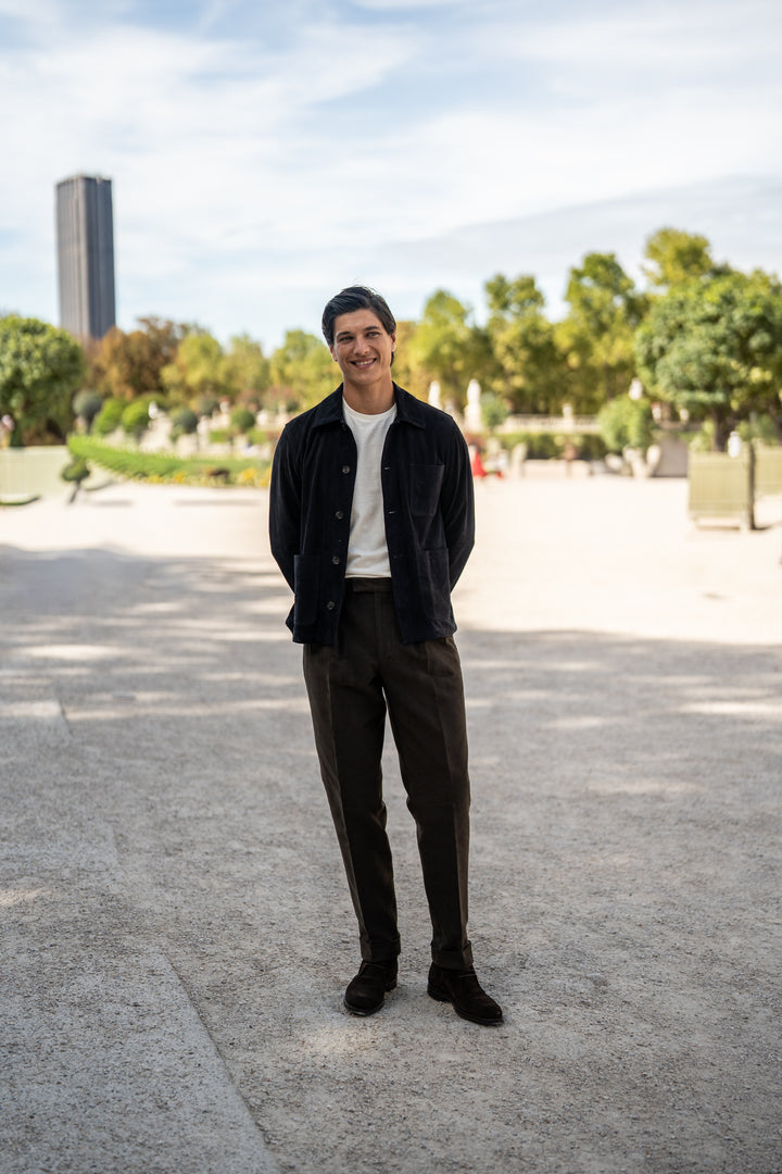 Grant Dark Brown Cotton Moleskin Trousers