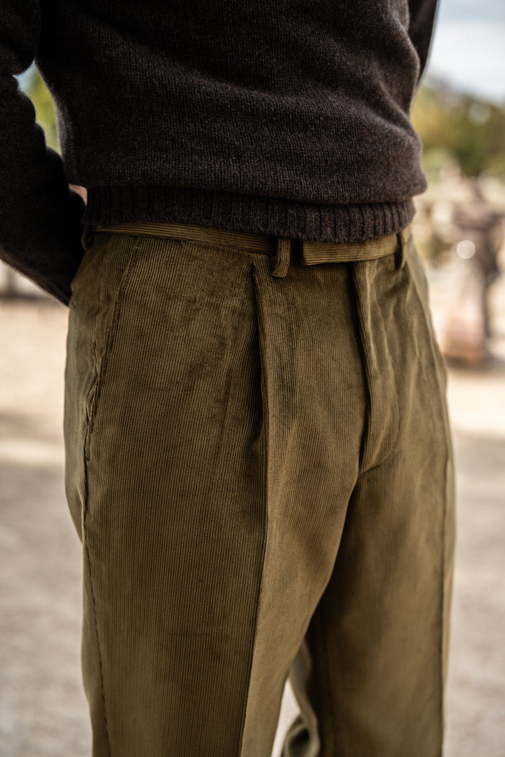 Duke Olive-Brown Cotton Corduroy Trousers