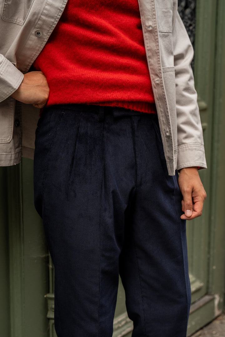 Grant Navy Cotton Corduroy Trousers