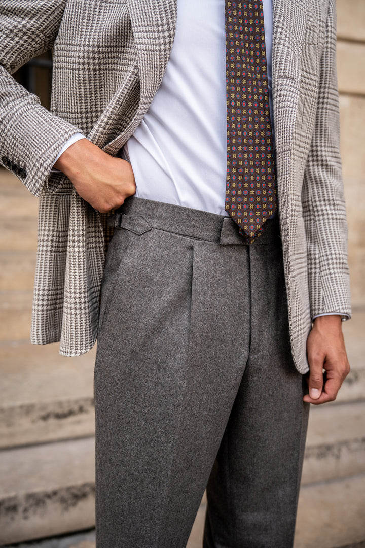 Duke Light Brown Wool Flannel Trousers