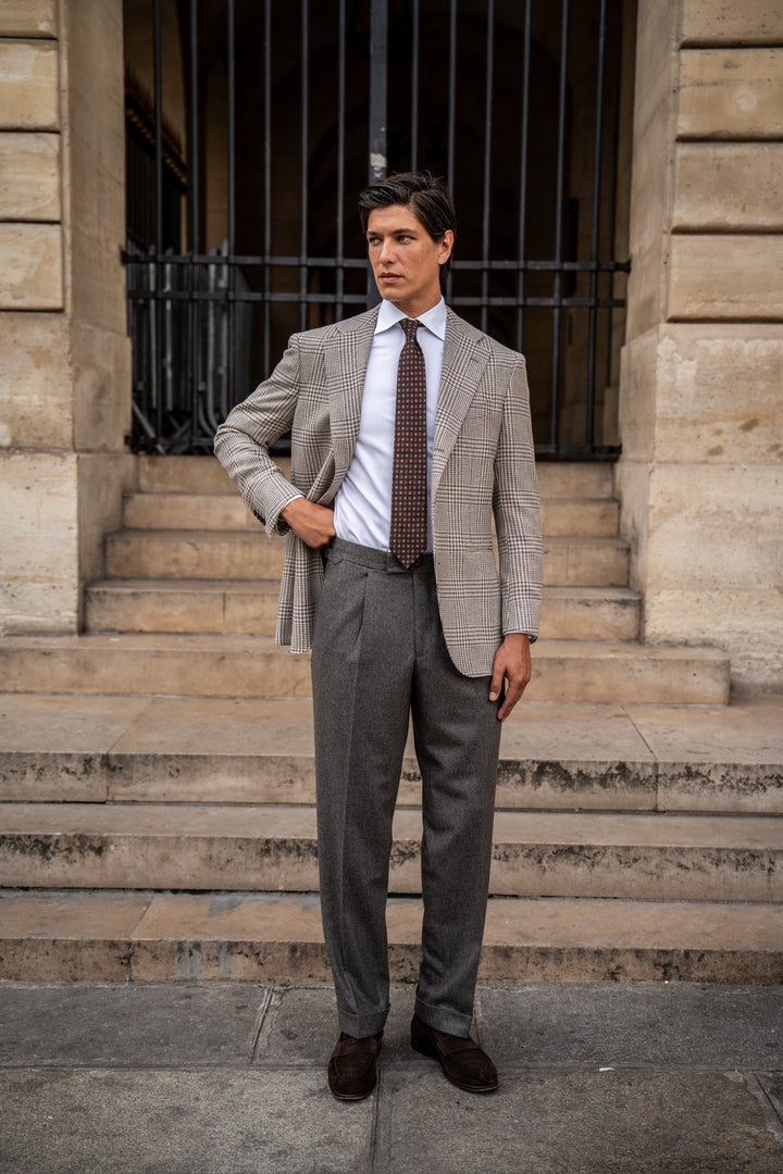Duke Light Brown Wool Flannel Trousers