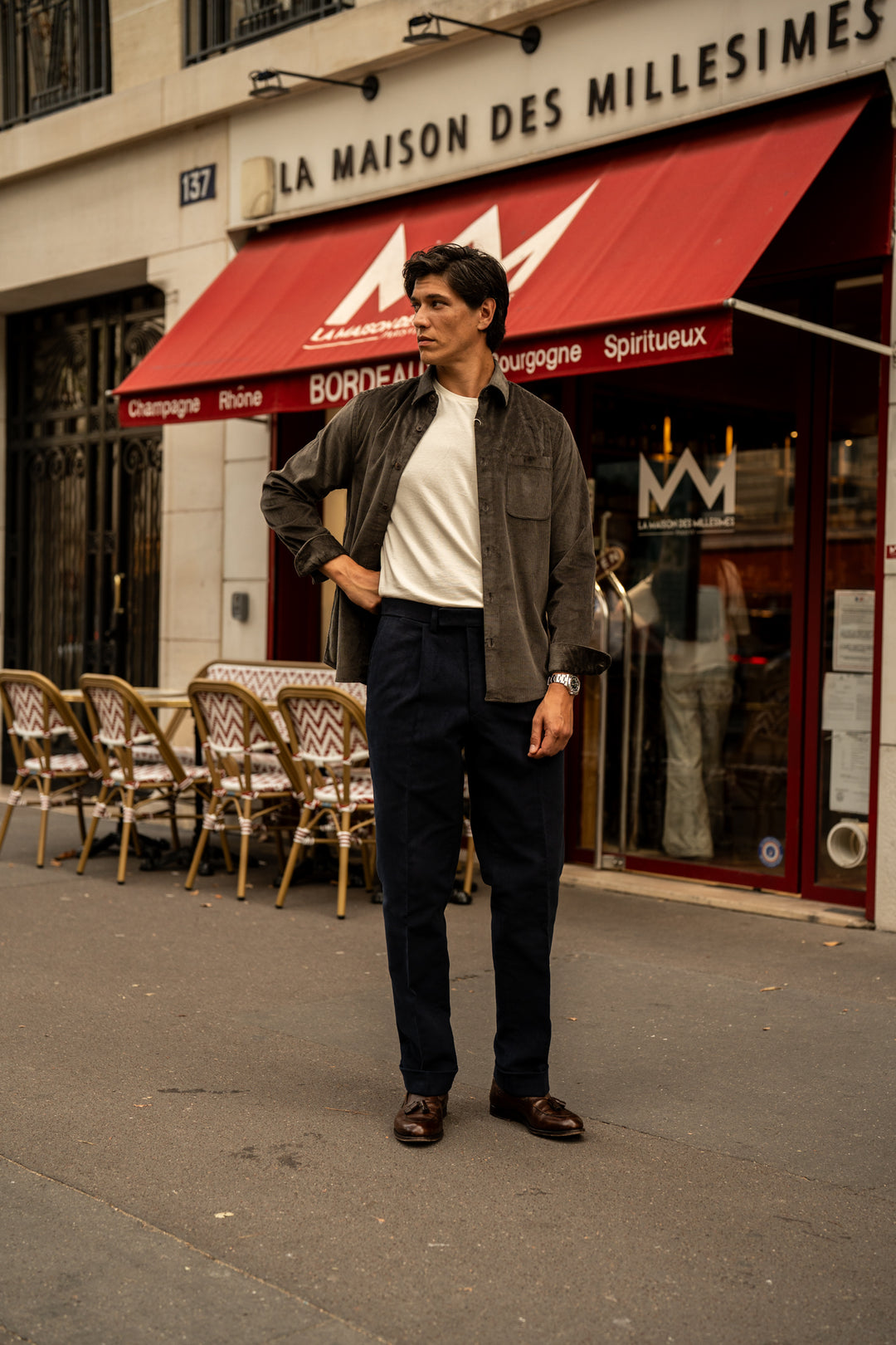 Duke Navy Cotton Moleskin Trousers