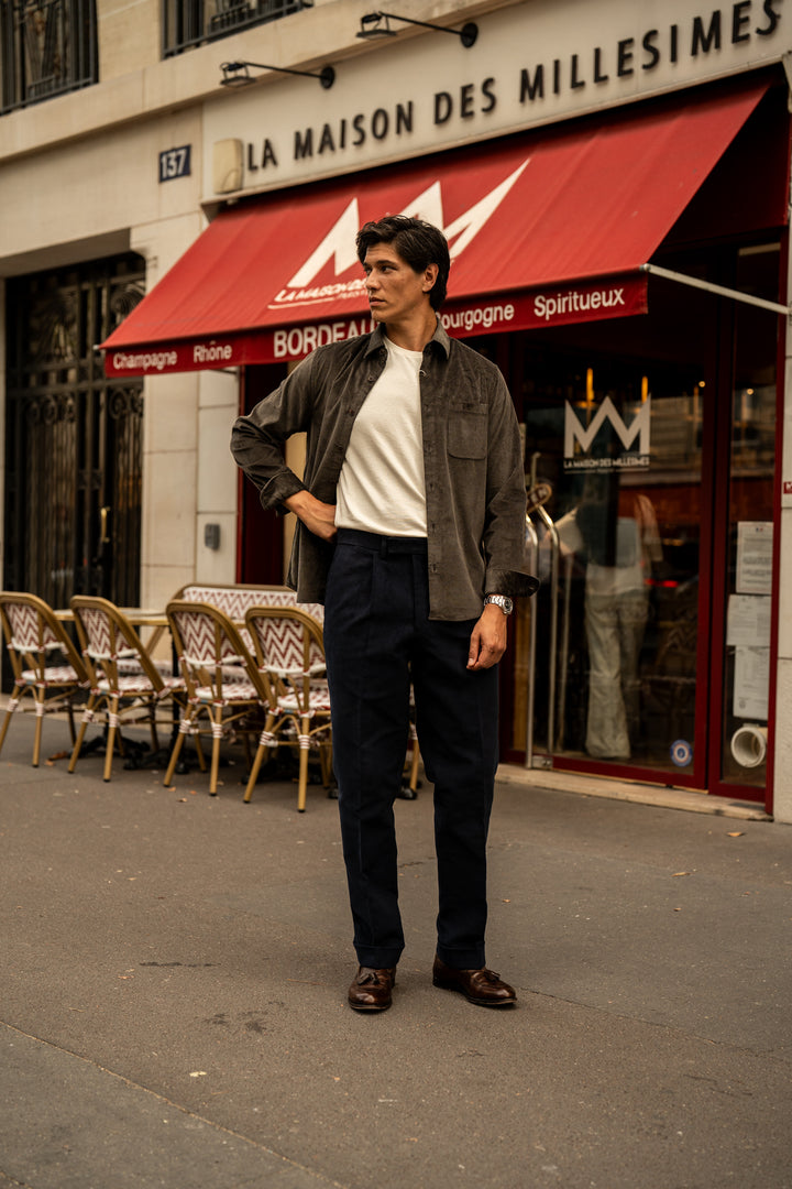 Duke Navy Cotton Moleskin Trousers