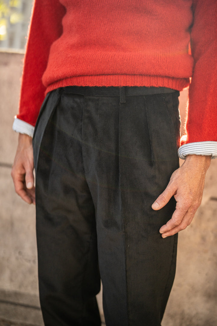 Grant Black Cotton Corduroy Trousers