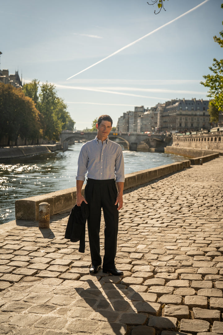 Aleks Black Wool Flannel Trousers