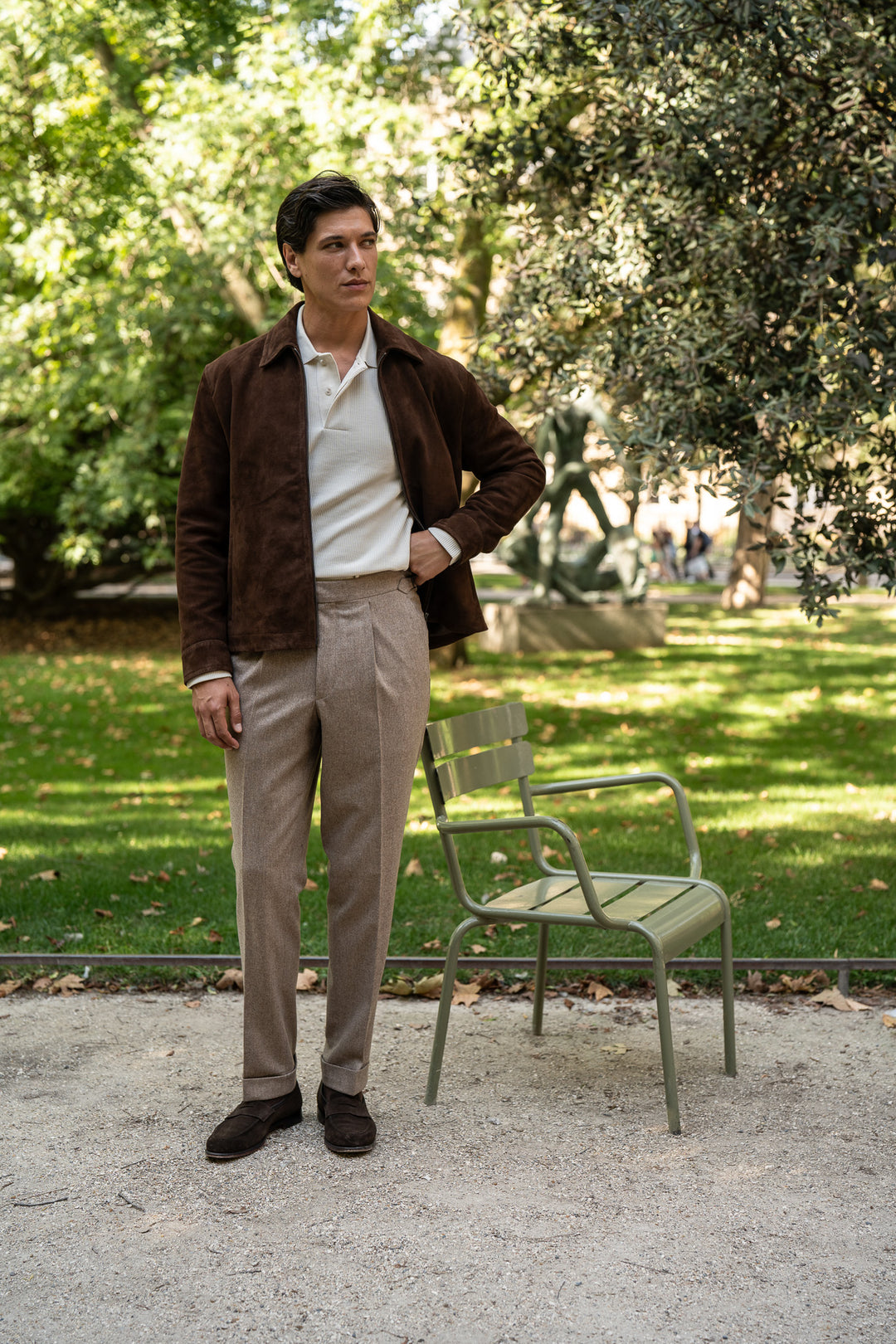 Delon Fawn Wool Flannel Trousers