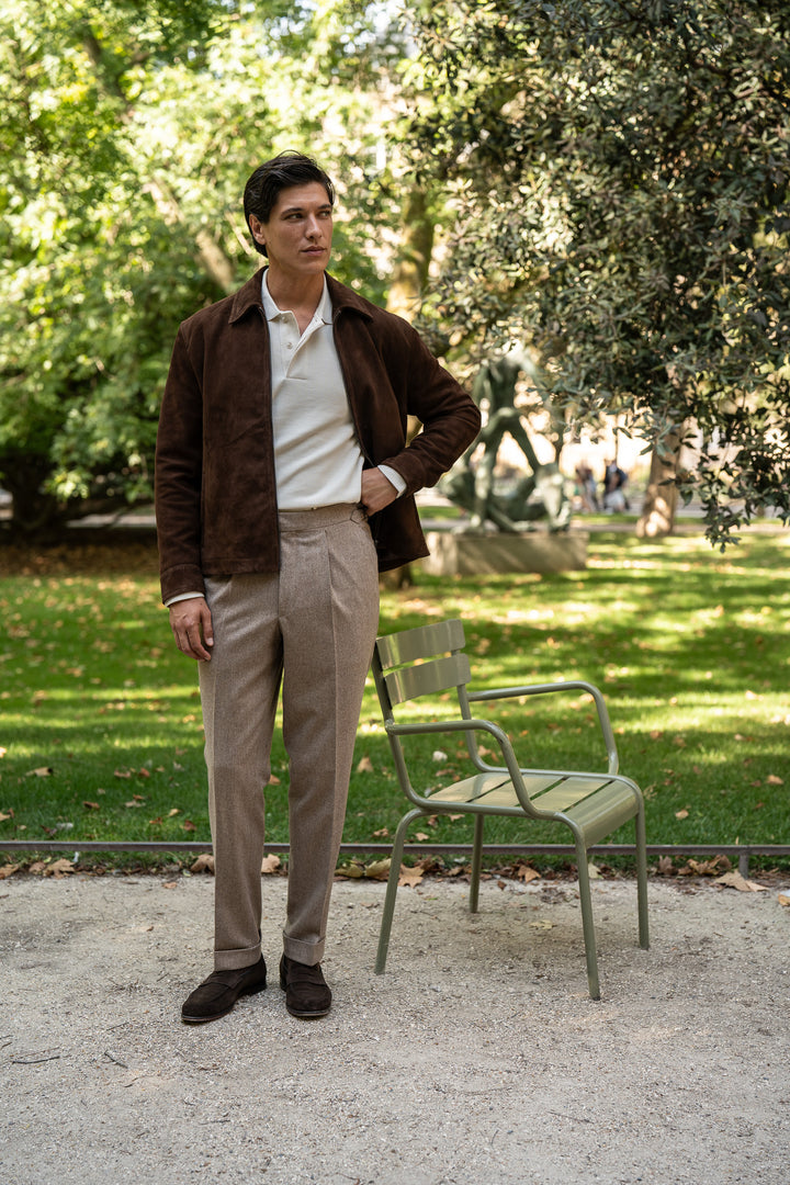 Delon Fawn Wool Flannel Trousers