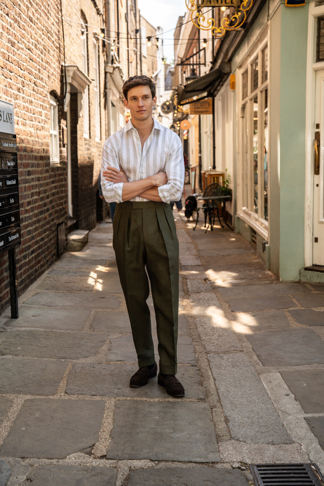 Grant Olive Linen Trousers