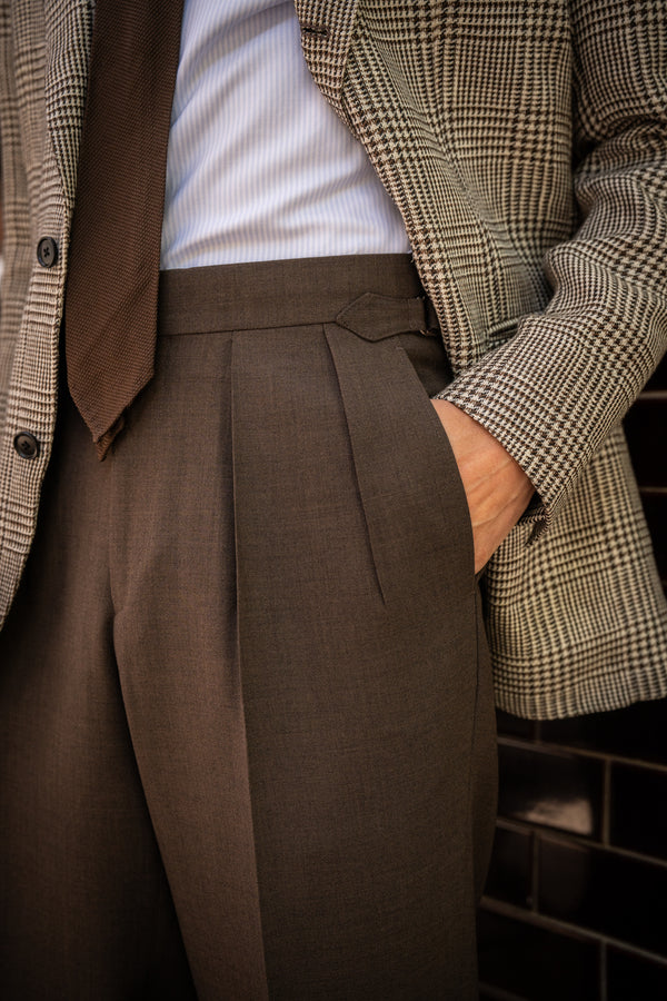 Aleks Brown Fresco Wool Trousers