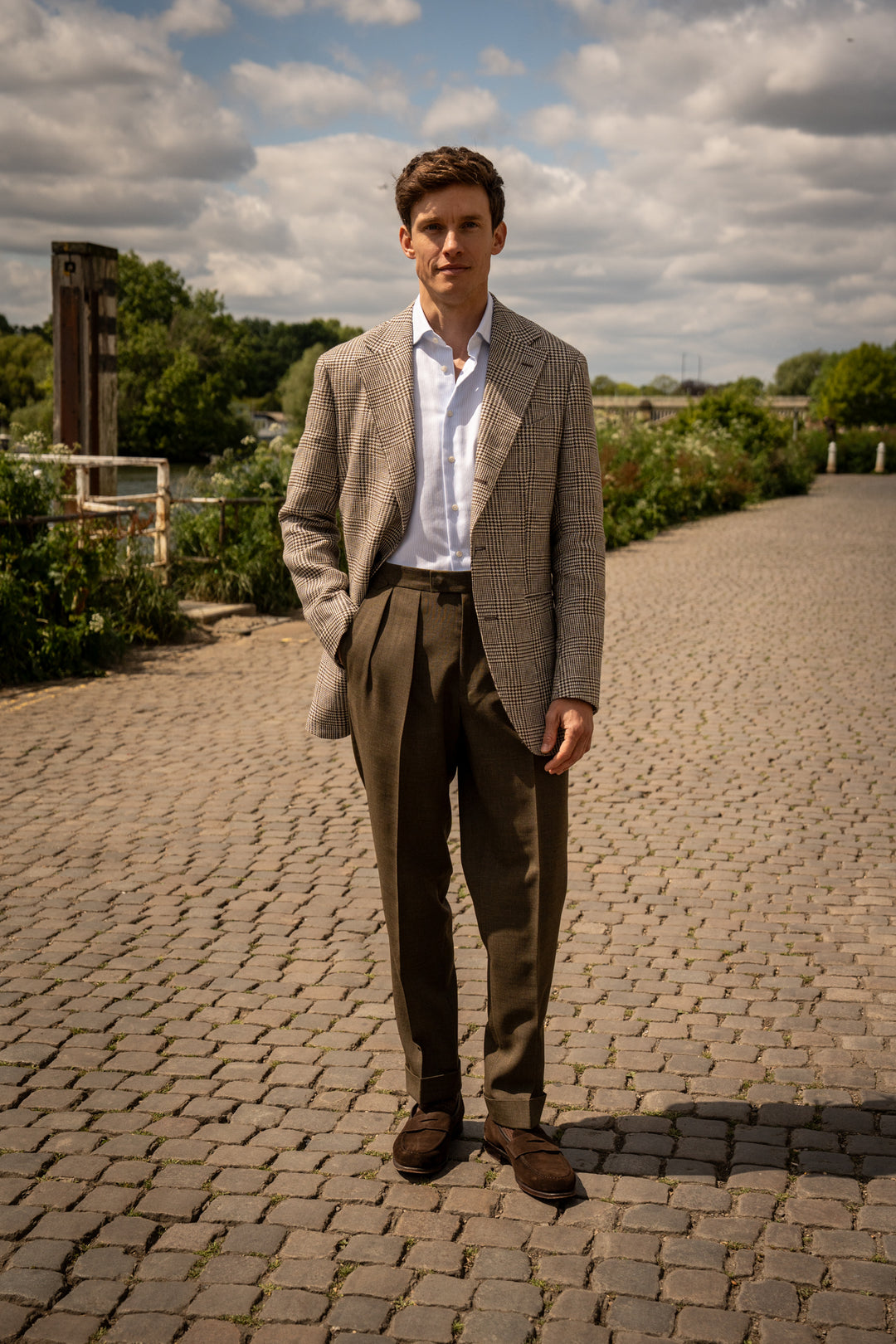 Grant Olive Fox Brothers Wool Trousers