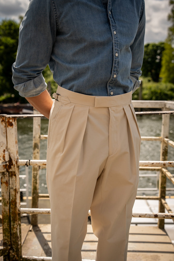 Grant Cream Cotton Trousers