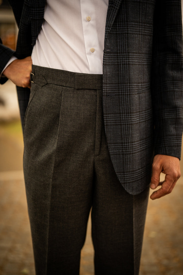 Duke Mid Grey Fresco Wool Trousers