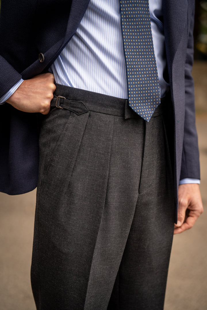 Grant Dark Grey Fresco Wool Trousers