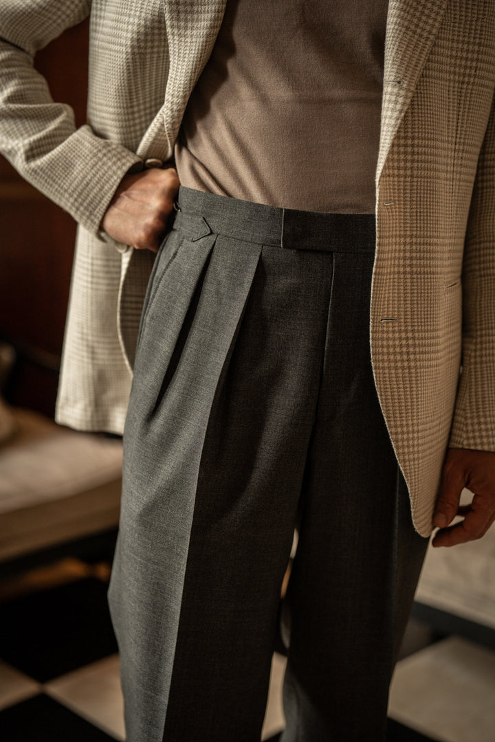 Aleks Mid Grey Tropical Wool Trousers