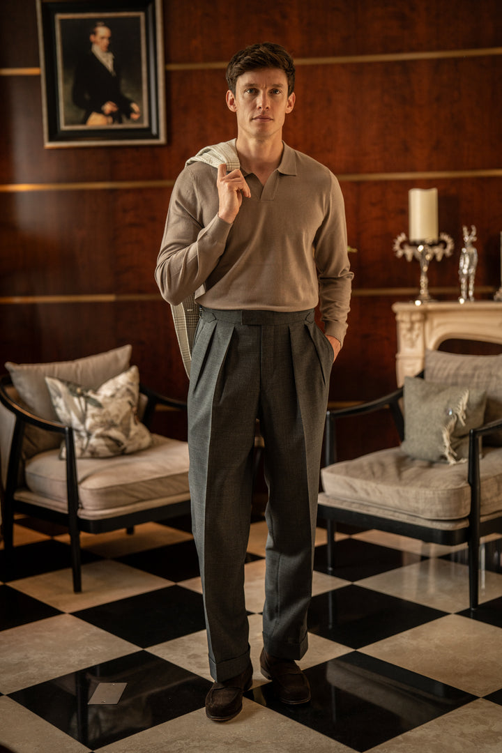 Aleks Mid Grey Tropical Wool Trousers