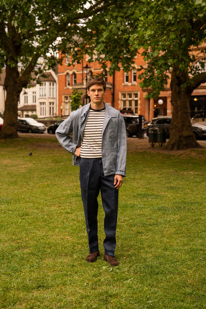 Duke Navy Linen Trousers