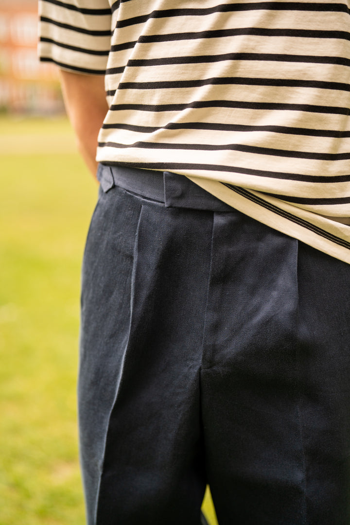 Duke Navy Linen Trousers