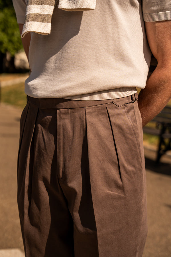 Aleks Dark Brown Cotton Trousers