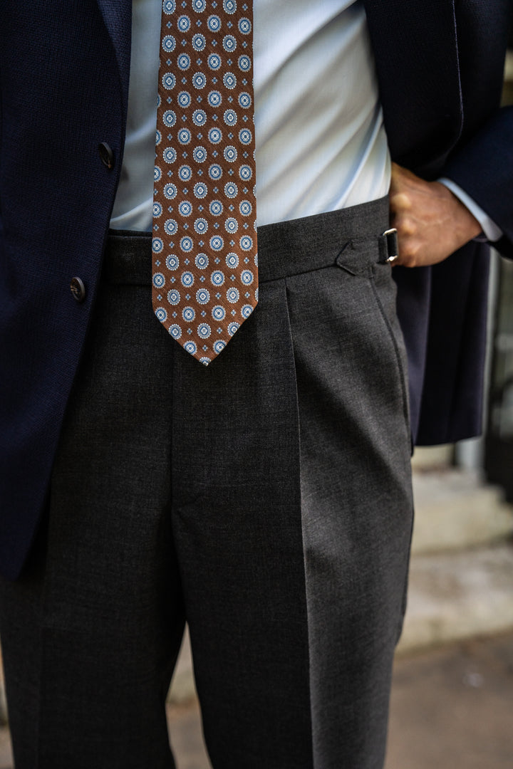 Duke Dark Grey Tropical Wool Trousers