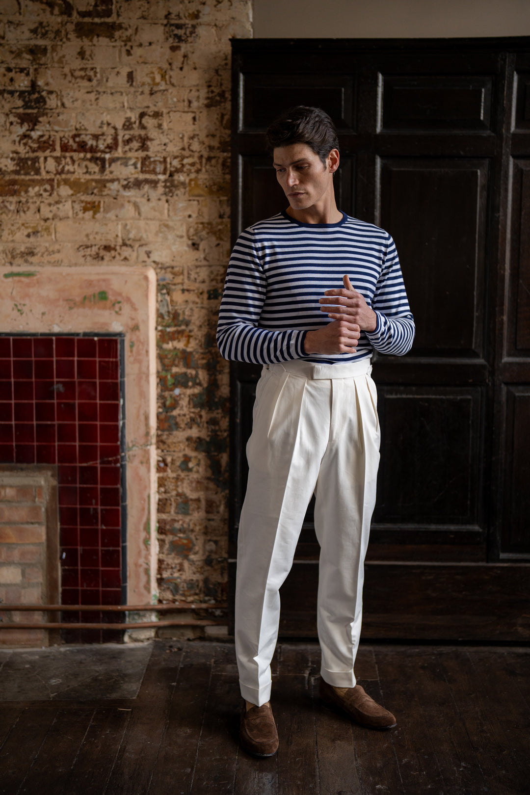 Grant White Cotton Trousers