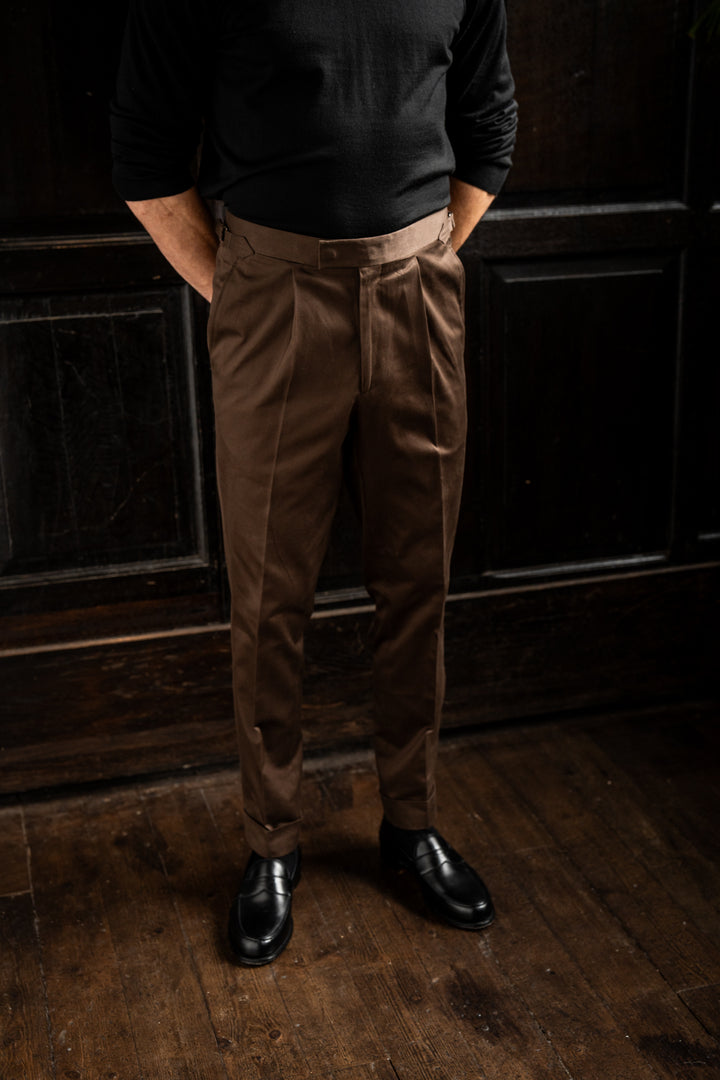 Delon Brown Cotton Trousers