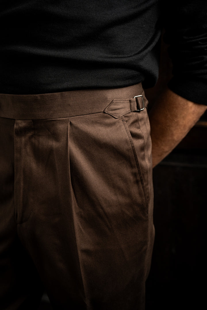 Delon Brown Cotton Trousers