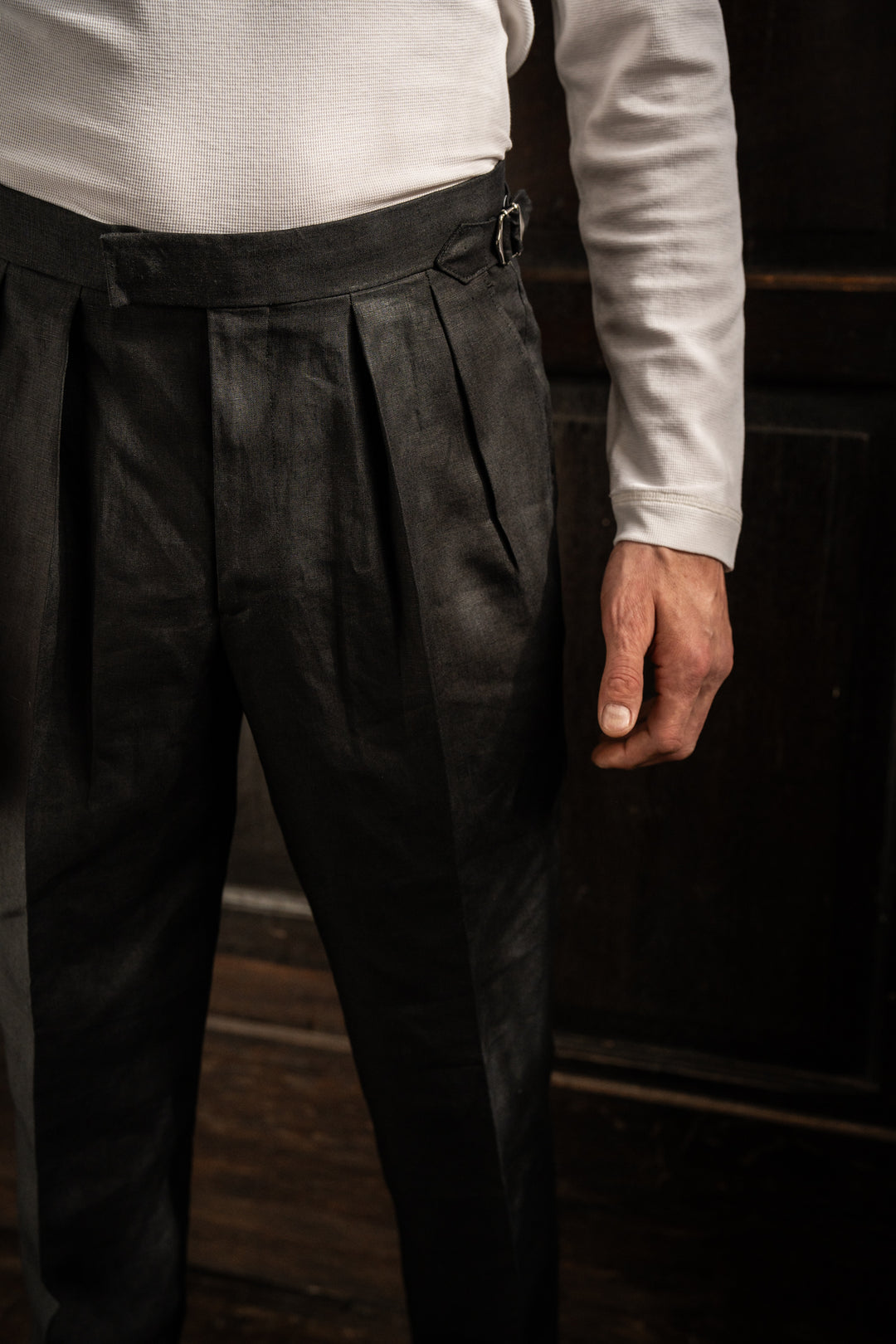 Grant Black Linen Trousers