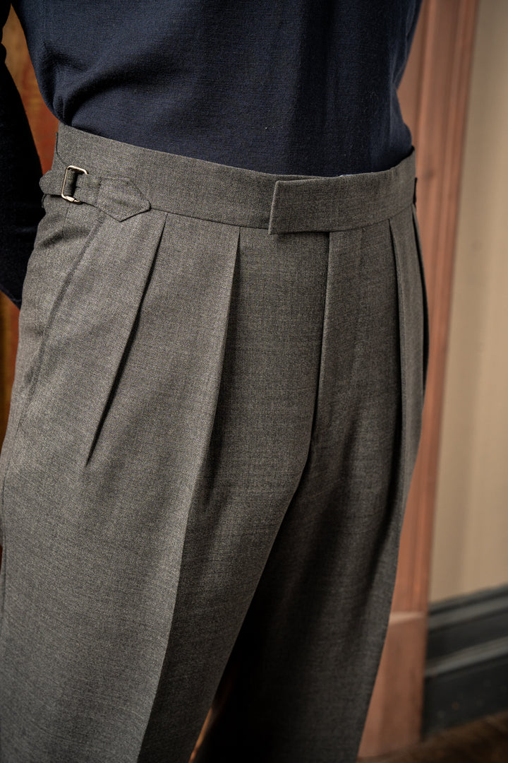 Aleks Mid Grey Tropical Wool Trousers