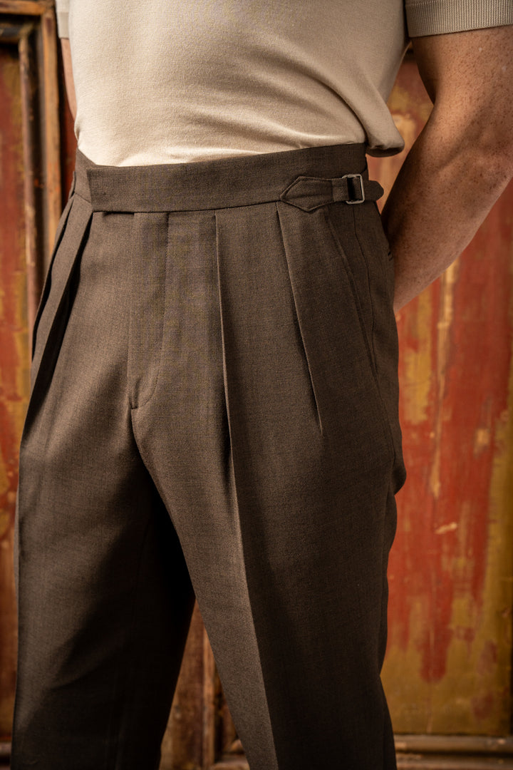 Grant Brown Fresco Wool Trousers