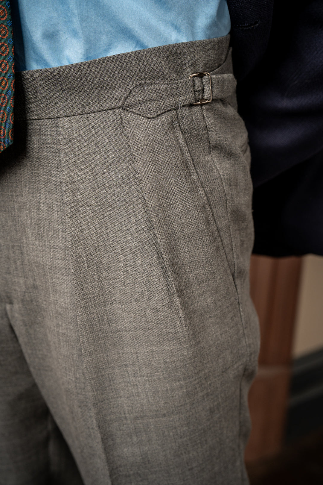 Grant Light Grey Fresco Wool Trousers