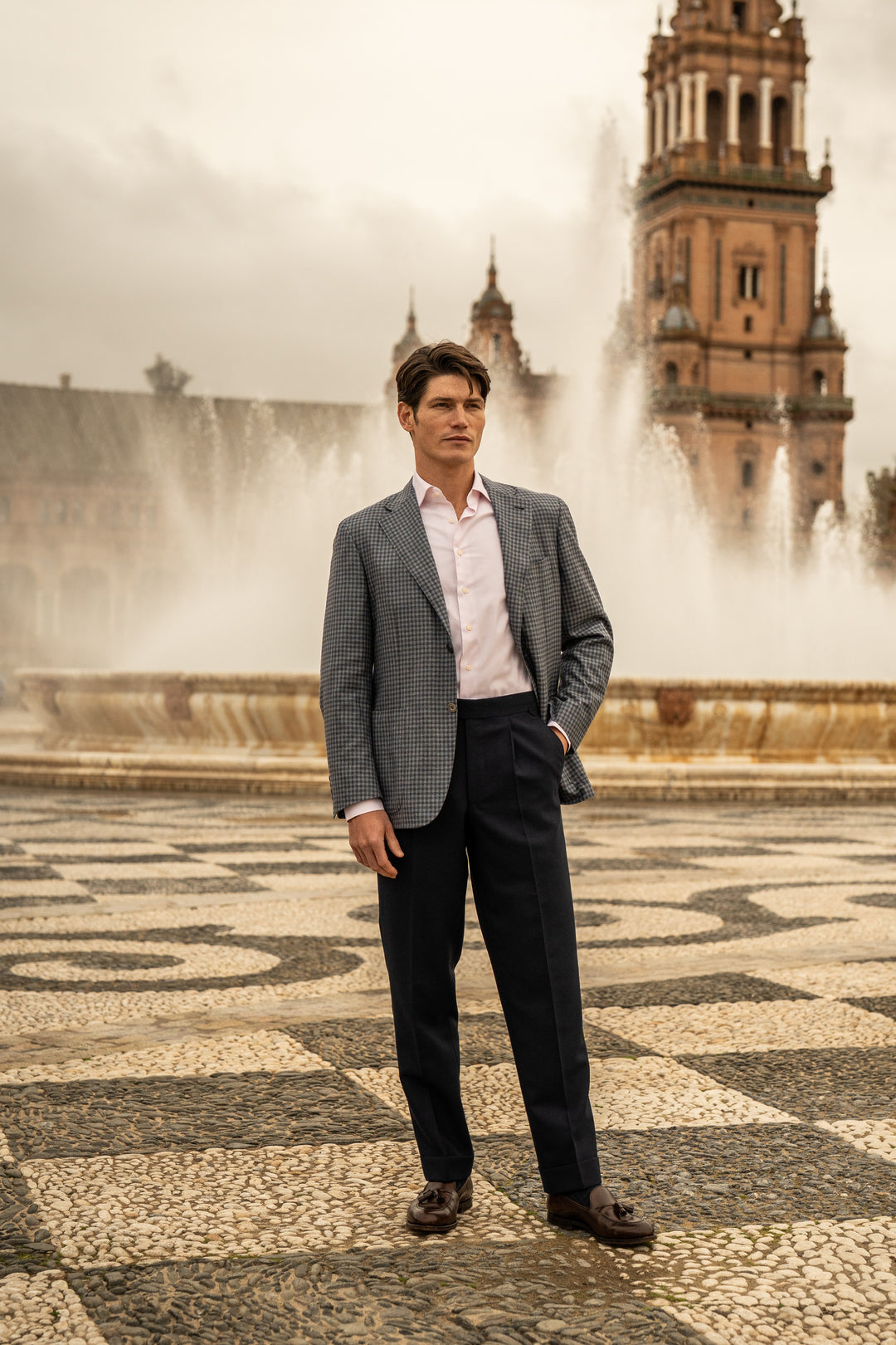 Duke Navy Fresco Wool Trousers