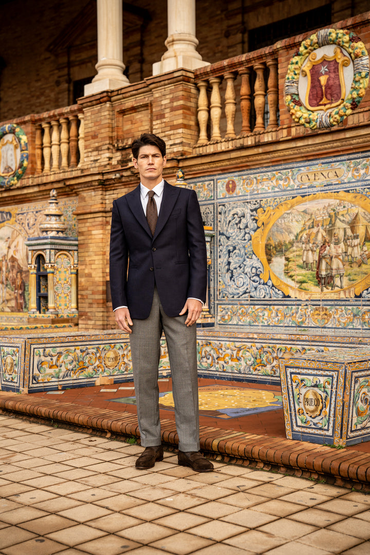 Duke Light Grey Tropical Wool Trousers