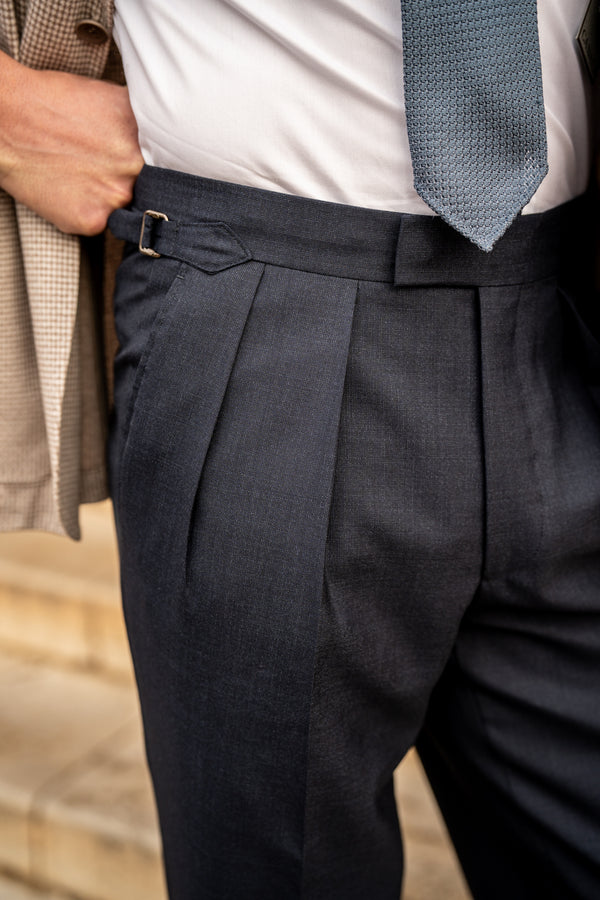 Aleks Navy Tropical Wool Trousers