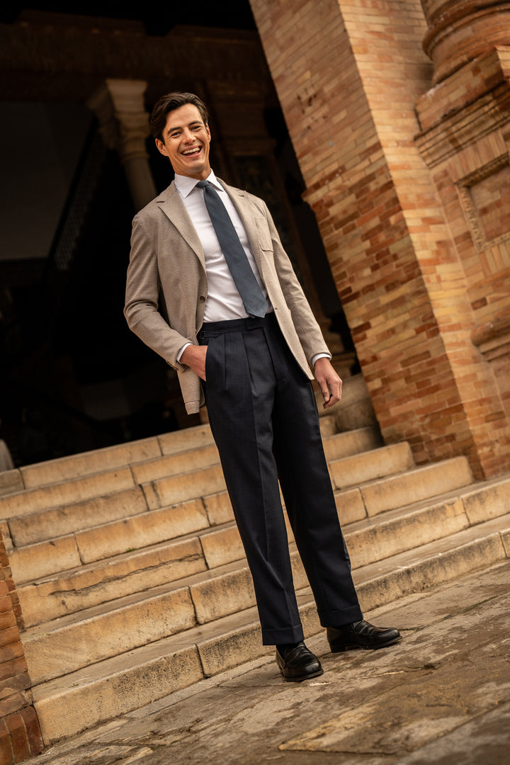 Aleks Navy Tropical Wool Trousers