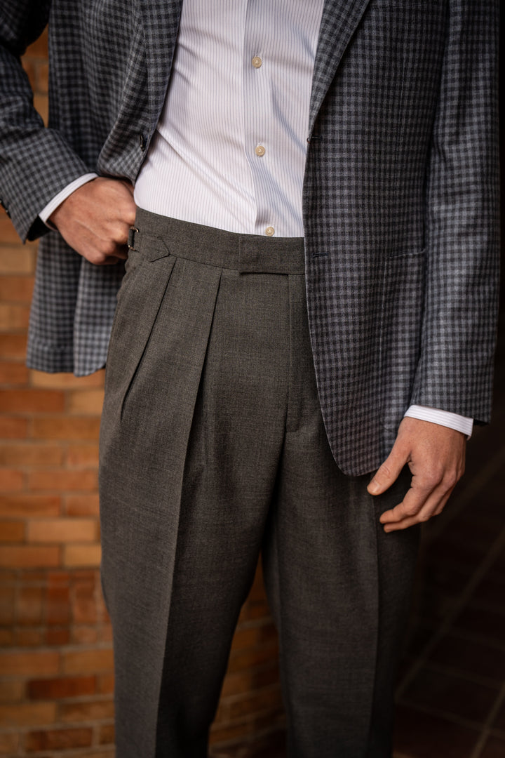 Grant Mid Grey Tropical Wool Trousers