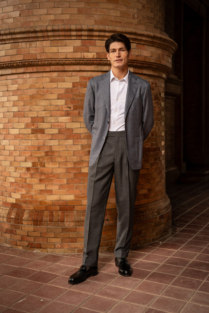 Grant Mid Grey Tropical Wool Trousers