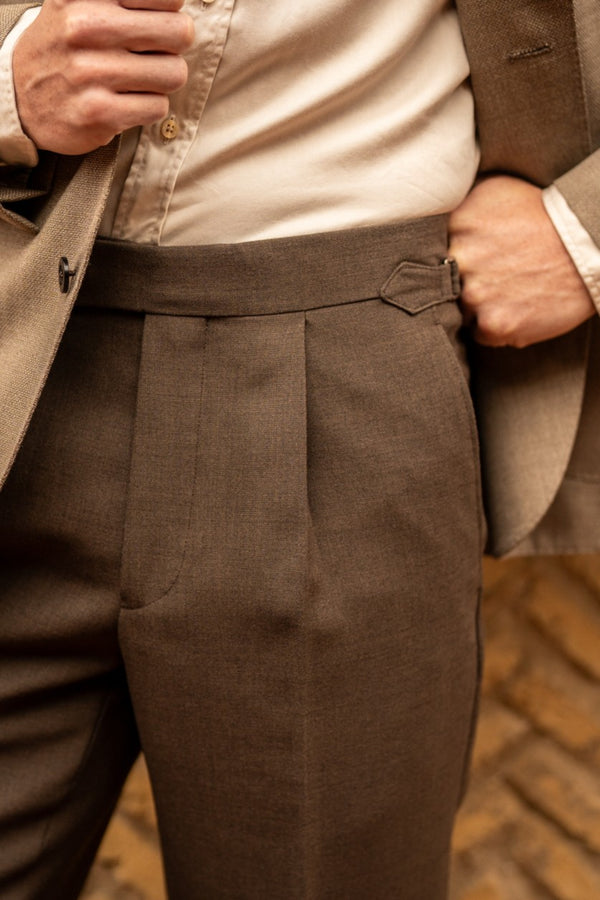 Duke Brown Fresco Wool Trousers