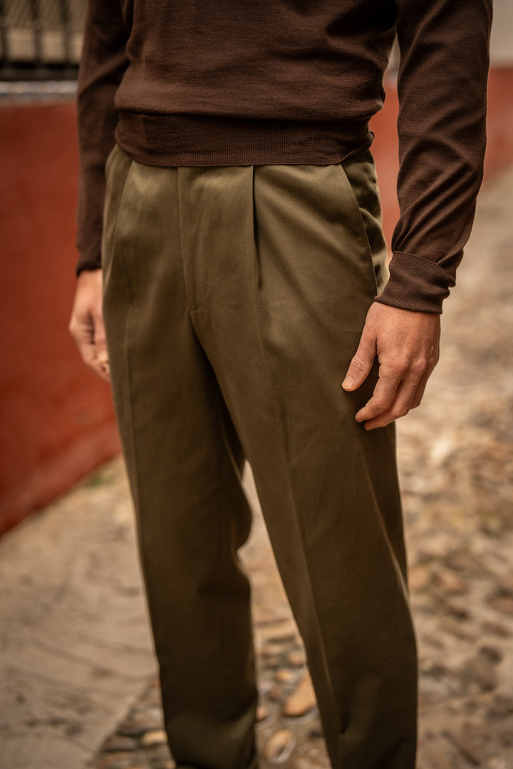 Duke Olive Cotton Trousers