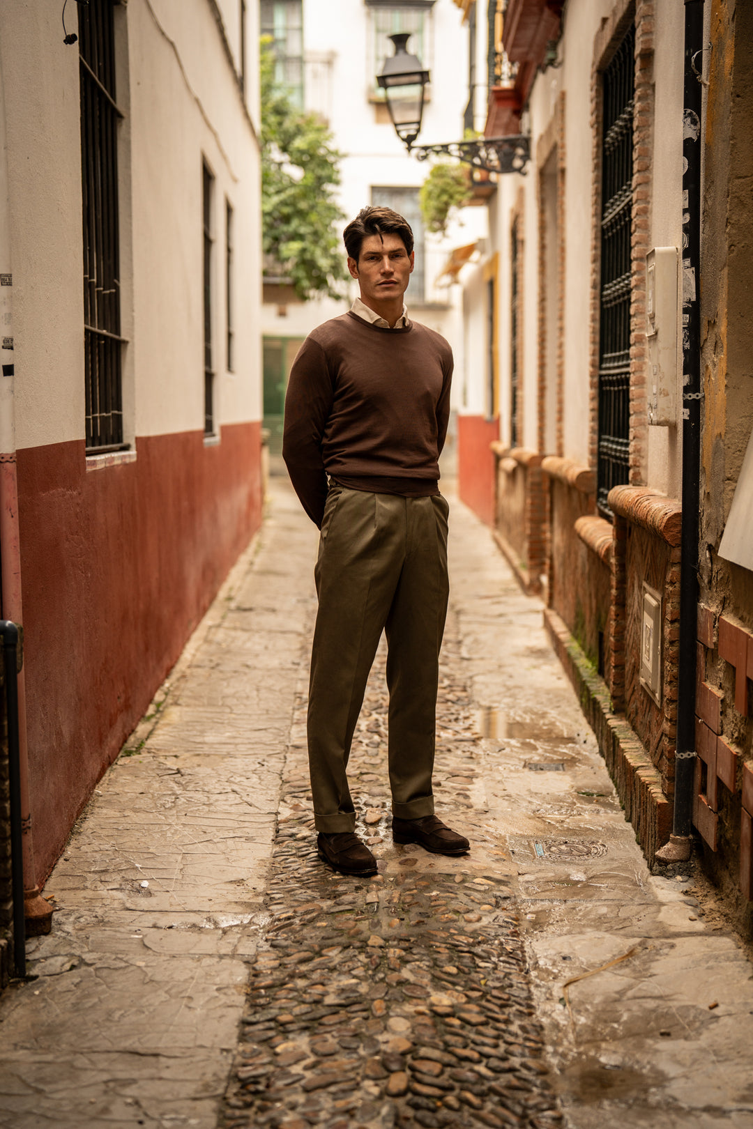 Duke Olive Cotton Trousers